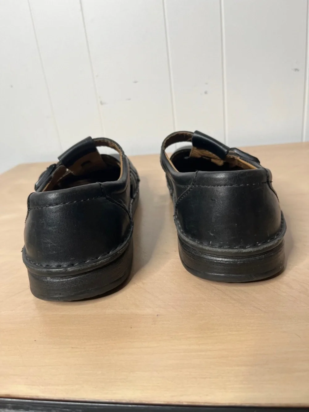 Birkenstock Madeira Black leather fisherman shoes size 42 Regular/Wide